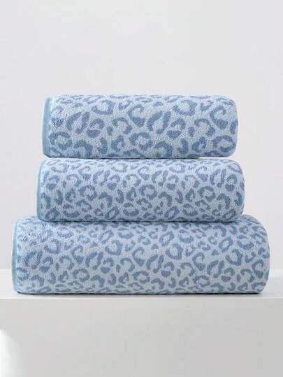 1/3 Pc Bath Towel Hand Towel Set, Leopard Printed Ultra Soft & Absorbent, Quick Drying, Face Wash, Shower Wash, Lightweight Coral Fleece Towel, Suitable For Bathroom, Bedroom, Home, Hotel, Swimming Pool, Spa, All Seasons Use