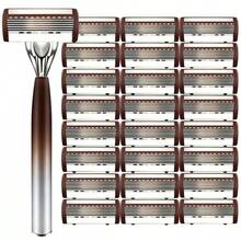 Newest Coffee Brown 6-Layer Manual Razor For Men, Stainless Steel Blades, Ergonomic Non-Slip Handle, Smooth & Close Shaving - Safety Tazor + Blade - View 18