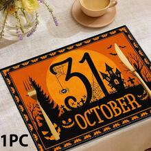1pc/4pcs/6pcs/8pcs Halloween Pattern Table Mat, Breakfast Mat, Coffee Bar Mat, All Season Decorative, Washable Table Mat, Room Decor, Kitchen Table Mat, Indoor/Outdoor Party Decor, Home Decor, Ideal Gift - Multicolor - View 11