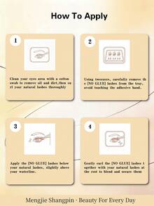MENGJIESHANGPIN 120pcs Glue-Free Brown False Eyelashes Natural Curly Voluminous Messy Long-Lasting 10-16mm Lash Extensions YY06 - View 3