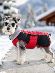Winter Warm Dog Jacket, Reflective Dog Jacket, High Neck Pet Cold Weather Clothing, Thick Fleece Dog Snow Clothing, Christmas Vest Clothing, Suitable For Small And Medium-Sized Dogs - Red - View 2