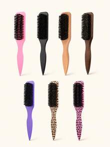 1pc Neutral Hair Brush/Beard Brush, Unscented Professional Hair Comb, Gradient Color Comb And Shampoo Brush, Smooth Styling Tool, Suitable For Thick/Fine Hair, Applicable For Bathroom, Scalp Massage, Travel And Vacation, Daily Care - Multicolor - View 3