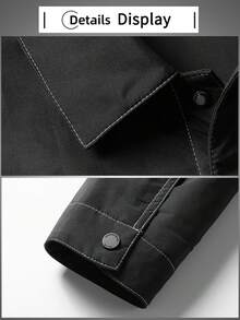 Old Money Men's Jacket With Lapel Collar, Multiple Pockets, Fashionable Casual Business Commute, Lightweight Autumn Outerwear - Black - View 3