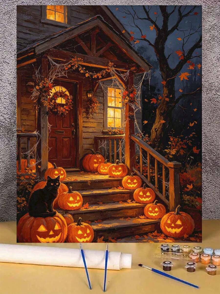 Halloween Costume DIY Digital Oil Painting, Suitable For Beginners Canvas Art, Adult Digital Oil Painting Set, Home Wall Decor, Halloween Gift