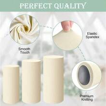 Cylindrical Base Cover, Stretchable Cylindrical Stand Cover, Suitable For Party, Wedding Or Birthday Decoration - Only Cylindrical Cover - Beige - View 6
