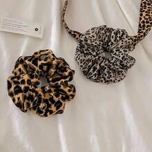 2 Pcs Leopard Print Hair Scrunchies, Leopard Print Hair Band For Women, Elastic Hair Ties, Fashion Dark Design, Suitable For Ponytails And Buns - 2-pack Leopard Print - View 4