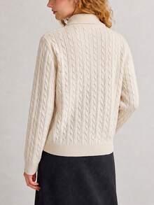 Women's New Casual Preppy Style Cable Knit Pullover Sweater - Beige - View 2