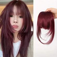 1pc Colorful Synthetic Hair Piece, Designed For Women, Natural Seamless Invisible Air Bangs With Sideburns Hair Accessory, Suitable For Students' Daily Use. Color May Vary Slightly From Image, Ideal Valentine's Day Hair Accessory Gift. - Multicolor - View 3