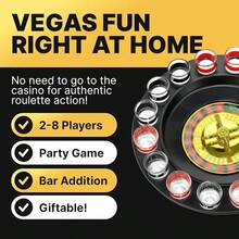 Juego de casino Shot con ruleta, 16 tazas de bebida destilada - Negro - Ver 5
