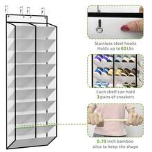 20-30 Pairs Door Hanging Shoe Rack, Mesh Hanging Shoe Storage With 20 Deep Pockets, 10-Tier White Door Shoe Rack, Suitable For Sneakers, Boots, With 4 Adjustable Hooks - Multicolor - View 8