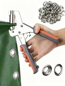 1pc Metal Eyelet Pliers Set, Includes Punching Tool + 100 Matching Metal Eyelets, Specifically Designed For Artificial Leather, Clothing, Belts And Other Materials, One-Click Punching And Fast Installation Of Eyelet Rings. Effortless Operation And Easy To Use, Secure And Durable, Dedicated Tool Set For Handmade Leather DIY, Clothing Modification, Fabric Crafts, Essential Tool For Handmade Enthusiasts And Leather Crafting. - C - View 15