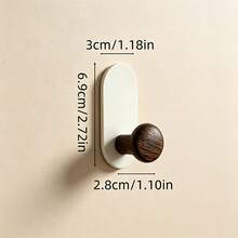 Walnut-Style Single Hook Wall Mount Coat Hanger Bedroom Door Back Adhesive Clothes Hook For Coats Scarves Towels Keys Storage Organization Damage-Free - Multicolor - View 4
