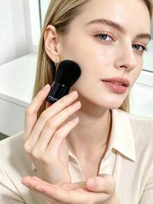 GIVENCHY Kabuki Makeup Brush, Compact Size, Portable And Durable, Suitable For Travel, Soft Dense Bristles, Glossy Black Handle With Logo Design, For Personal Use And Gift Giving, GIVENCHY‑GIFT‑24 - Black - View 4