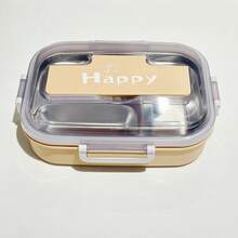 3-Compartment Large Capacity Stainless Steel Inner Liner High-End Minimalist Elegant Style Daily Happy Lunch Box/Bento Box Suitable For School/Work/Camping/Hiking/Business Trip - Purple - View 5