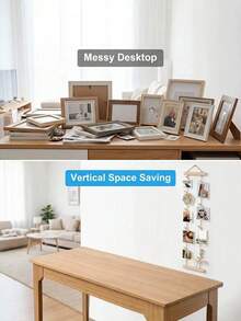 1 Set Wooden Photo Wall Hanging Rack, Includes Hanging Rope And Clips, Multi-Photo Display Stand, Photo Wall Frame Collage, No Drilling Required, Space-Saving, Suitable For Dorms, Bedrooms, Desktops And Wall Decoration - A - View 8
