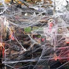 100/200/300g Spider Webs Halloween Decorations With Fake Spiders, Super Stretch Cobwebs For Halloween Indoor And Outdoor Party Supplies,Approximately 200sqft Can Be Laid Per 100g - Multicolor - View 8