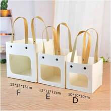 Elegant Kraft Paper Bags With Nylon Handles And Transparent Window, 10 Pieces, 2 Styles, Square Gift And Shopping Bags For Retail, Party, Wedding, Craft Packaging - Multicolor - View 7