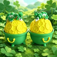 Cute 3D Printed Clover Dragon + Dragon Egg Model Set Plastic Toy Ornament Desktop Decor Sculpture Holiday Gift - Multicolor - View 2