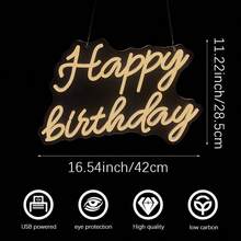 1-Piece Happy Birthday LED Neon Light With USB Power Cable, Clear Acrylic Cursive Letter Sign With Bright Cool White Glow For Kids' And Adult Birthday Parties, Event Backdrop, Cake Table, Bedroom And Celebration Gift - Multi-color light - View 16