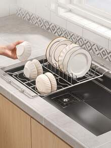 Expandable Sink Dish Drying Rack, Stretchable Design Fits Over Most Kitchen Sinks To Drain Water Quickly And Keep Tableware Dry , Suitable For Plates, Bowls, Cups, Pot Lids And Kitchen Cookware. Perfect For Kitchen Counter And Sink Area - Multicolor - View 9