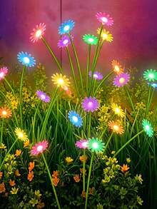 Solar Powered Daisy Garden Lights, Colorful LED Solar Powered Ground Stake Lights, Waterproof Outdoor Decorative Landscape Lights, Solar Garden Lights, Suitable For Yard, Pathway, Patio, Lawn, Backyard Decoration - Daisy - View 3