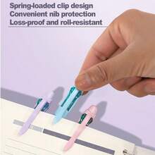 12pcs 4-In-1 Ballpoint Pens, 0.7mm Needle Tip, Smooth And Fluid Writing, Even Ink Flow Without Skipping. Wavy Soft Grip, Comfortable For Long Writing; Click Design, No Cap Needed, Convenient To Use. Fresh And Soft Macaron Color Palette, Suitable For Classroom Notes, Planner Marking, Daily Office Writing. Transparent Gift Box Packaging, Neat Storage, Also Can Be Used As A Gift. - 4-in-1 Pen - View 3