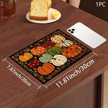 Colorful 2D Pumpkin Pattern Printed Drainage Mat/Absorbent Mat/Drying Mat For Coffee Machine And Tableware - Absorbent Polyester Desktop Protector With Rubber Non-Slip Backing, For Kitchen Countertop Decoration - Home Bar And Dining Table Placemat - Multicolor - View 12
