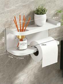 No-Drill Wall-Mounted Paper Towel Holder With Storage Shelf, Multi-Roll Paper Towel Dispenser, Space-Saving For Kitchen Countertop, Cabinet, Office, Bathroom Accessory, Halloween Home Bathroom Decor - Multicolor - View 11