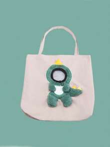 Little Bee Cartoon Embroidered Pet Shoulder Bag, Breathable Visible Window Canvas Portable Cat Travel Tote Bag - Multicolor - View 17