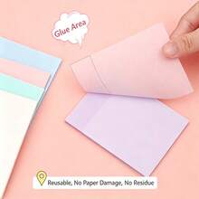 4pcs Back To School Season Pearlescent Matte Macaron Sticky Notes, Size 7.6*10.1cm, Semi-Transparent Matte Paper, Suitable For Students To Mark Key Points In Class, Book Page Dividers And Notes, Office Document Annotations And Messages, Meeting Key Points Recording. Also Can Be Used For Planner Decoration DIY, Checklist Memo, Material Indexing. Can Be Stuck On Books, Desktops, Folders, Daily Use For Study And Office, Memo Marking Stationery - A - View 10