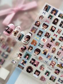 Doll Nail Art Stickers Vintage Aesthetic Niche Personalized Cartoon DIY Nail Decoration Decals - Multicolor - View 8