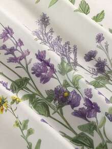 1pc Pastoral Style Butterfly & Floral Print Cafe Short Curtain, Decorative Window Valance For Kitchen, Bedroom - Multicolor - View 7