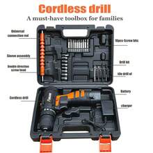 High-Specification Electric Screwdriver Set, Includes Drill Bit Set, Tool Box, Portable Storage Case, Cordless Hand Drill, Forward/Reverse Switch, 18+1 Torque Settings And LED Lighting. - US A Type Plug(110-127V) - View 12