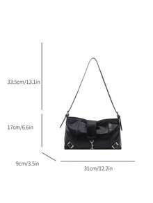 2026 Fashion New Black Soft Leather Large Capacity Commuter Casual Tote Bag, Fashionable Shoulder & Crossbody Large Bag - Black - View 3