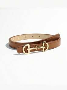 2/1pc New Versatile Minimalist Fashion Thin Belt, Unique Design Buckle, Suitable For Women's Skirts And Pants - Multicolor - View 5