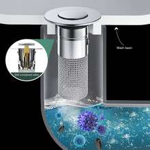 Universal Pop-Up Sink Drain Stopper, Anti-Odor & Anti-Insect Filter Strainer, Sink Pipe Clog Prevention Accessory - Sink Drain Plug - View 5