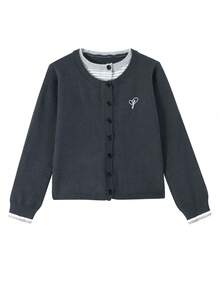Early Autumn Korean Style Premium Grey 2 In 1 Knit Cardigan Sweater Loose Fit Outerwear Top For Women - Dark Grey - View 3
