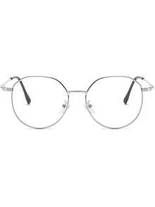 1 pieza Gafas de mujer de metal minimalista elegante artístico geométrico ultraligero, uso diario, escuela, elegante casual decorativo con lentes transparentes, adecuado para trabajo, regreso a la escuela, fotografía callejera, uso de teléfono, citas, etc. - Plateado - Ver 2