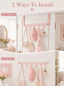 Pink Bow-Shaped Metal Hook, Door-Hanging Design, Elegant Bow Towel Hook Rack, Cute Room Decor, Suitable For Girls' Room, Cabinet, Living Room, Bathroom And Bedroom, Space-Saving And Multi-Functional Decoration - Multicolor - View 7