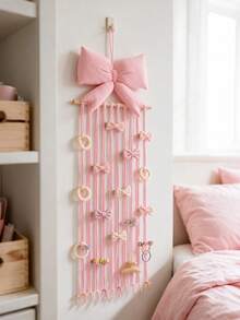 1pc Pink Large Bow Hair Accessory Storage Box, Suitable For Bedroom Decor, Children's Room, Nursery, Cute Room Decor, Baby Room - Multicolor - View 4