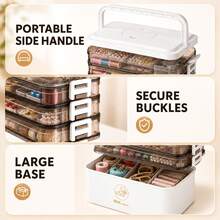 YOUFUNIQUE 3-Tier & 5-Tier Large Capacity Multi-Layer Storage Box, Transparent Portable Art And Sewing Supplies Organizer With Handle, Clear Trays And Labels For Crafts, Beads, Cosmetics, Jewelry, Travel, Camping, Home And Office - White Five-layer - View 6