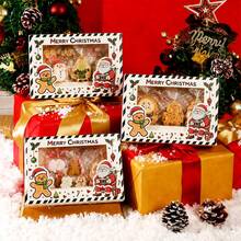 4/8/12pcs 2026 NEW Christmas Gift Box With Transparent Window | Santa Claus & Xmas Tree Printed Present Box, Festive Striped Paper Box For Christmas Party Decorations - View 1