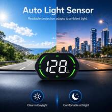YNF Car GPS HUD Speedometer, GPS Beidou Digital Speedometer, Speedometer Real-Time 10Hz, Dengan Sensor Cahaya Otomatis, Kompas, Plug and Play Type-C, Braket Hisap yang Dapat Diatur, Cocok Untuk Mobil SUV Truk, + Plat Nomor - G22 - View 4