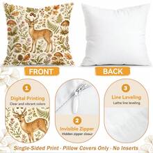 4pcs Forest Mushroom & Deer Pattern Pillow Covers, Single-Sided Printed Pillow Covers, Suitable For Living Room, Bedroom, Home Decor, All-Season Pillow Covers - Multicolor - View 4