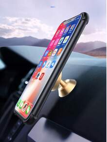 1pc Metal Round Mini Magnetic Phone Holder, Car Multi-Function Phone Navigation Mount, Car Dashboard Mount - Multicolor - View 3