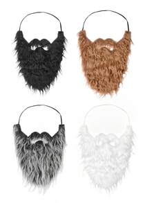 1pc Unisex Mid-Length Realistic Beard Costume, Suitable For Halloween, Christmas, Cosplay, Funny Party, Beard Decoration - Multicolor - View 10
