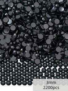 2mm-6mm Black Resin Rhinestones, Flat Back, Non-Hotfix Crystal Rhinestones, Suitable For Handmade DIY, Cups, Bottles, Glasses, Clothing, Loose Glitter Crystal Rhinestones, Craft Decoration - Black - View 7