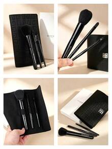 GIVENCHY Makeup Brush Set With Printed Brush Pouch, 3 Pieces, Portable And Durable, Suitable For Travel, With Brand Logo Design, Soft Brush Hair, For Personal Use And Gift Giving, GIVENCHY‑GIFT‑15/16 - Black - View 6