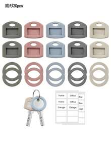 20/10/5/3/2/1pc Silicone Key Caps With Labels Keychains - Color Coded, Suitable For Home, Office, Residential Keys, Key Head Protection Covers, Identification Label System, Silicone Key Covers For Key Identification (Pendant Not Included) - Multicolor - View 18