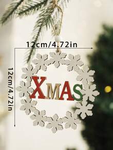 1pc Christmas White Snowflake XMAS Letter Hanging Ornament Rustic Round Wreath Pendant Holiday Tree Decor Festive Letter Detail For Christmas Tree Window Wall Door Handle Fireplace Mantel Party Home Decoration - Style 13 - View 8